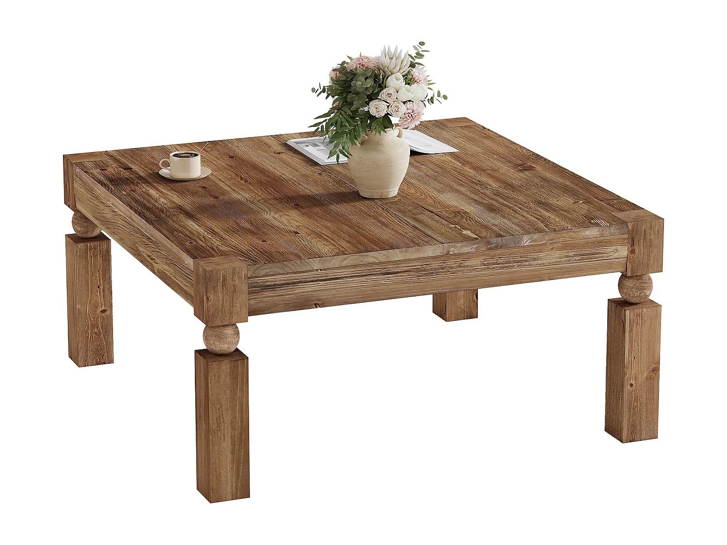 Table basse rectangulaire en bois massif, style moderne du milieu du siècle, 100 cm