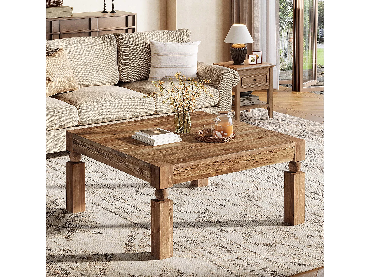 Table basse rectangulaire en bois massif, style moderne du milieu du siècle, 100 cm