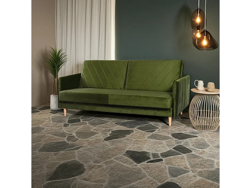 Canapé Clic-Clac Vesto - Velours Olive Monolith 38 - Coffre de Rangement