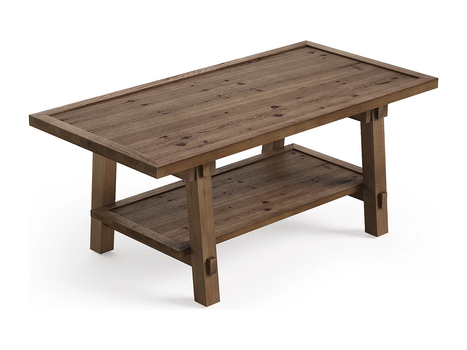 Table basse de salon, table basse de style campagnard de 120 cm avec pieds robustes