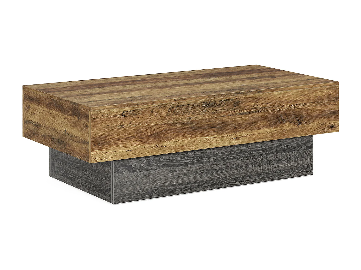 Table basse de style campagnard de 140 cm, grande table à thé rectangulaire pour salon