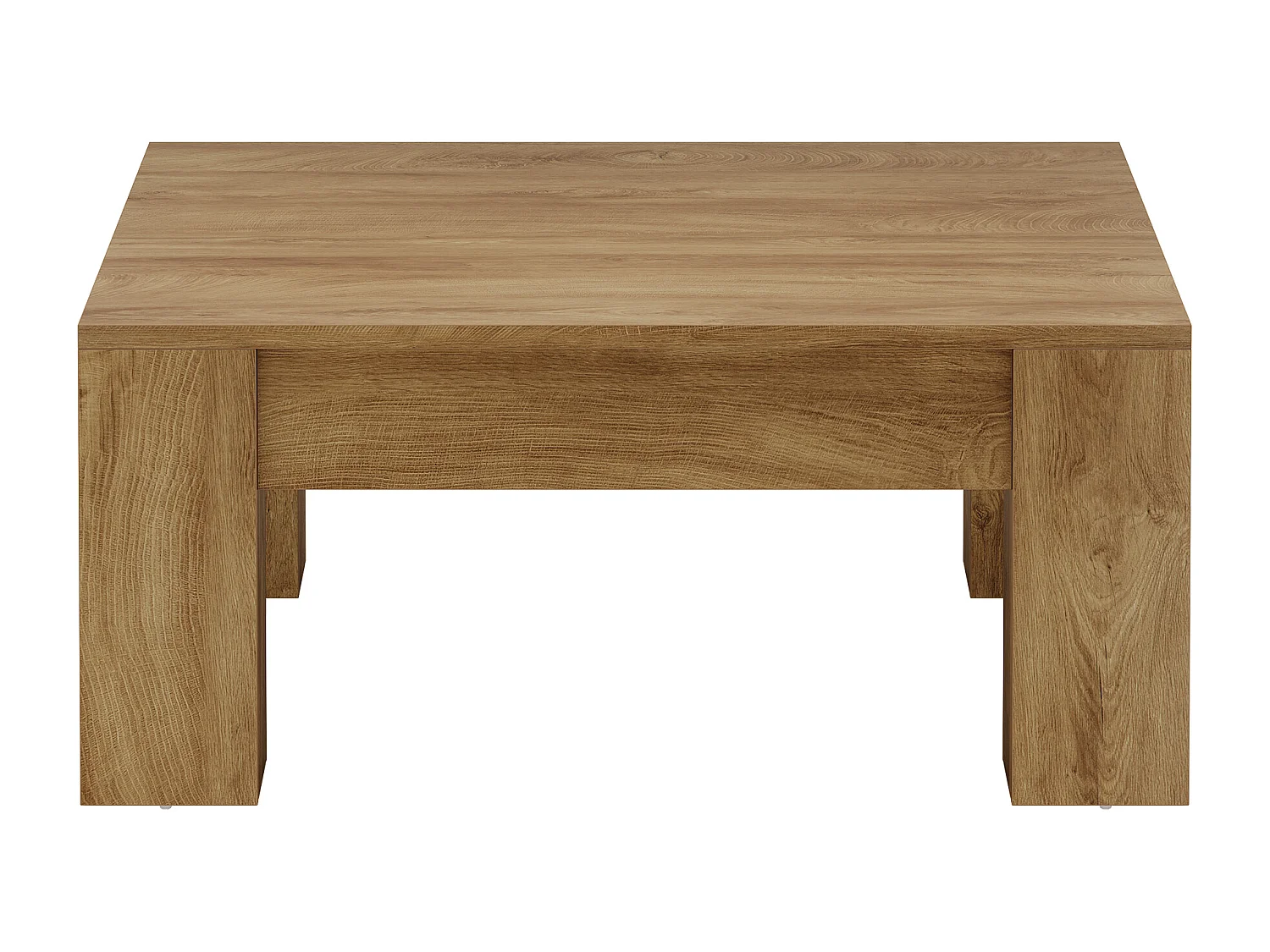 Table basse carrée, table basse de style campagnard en bois de 100 cm avec pieds robustes