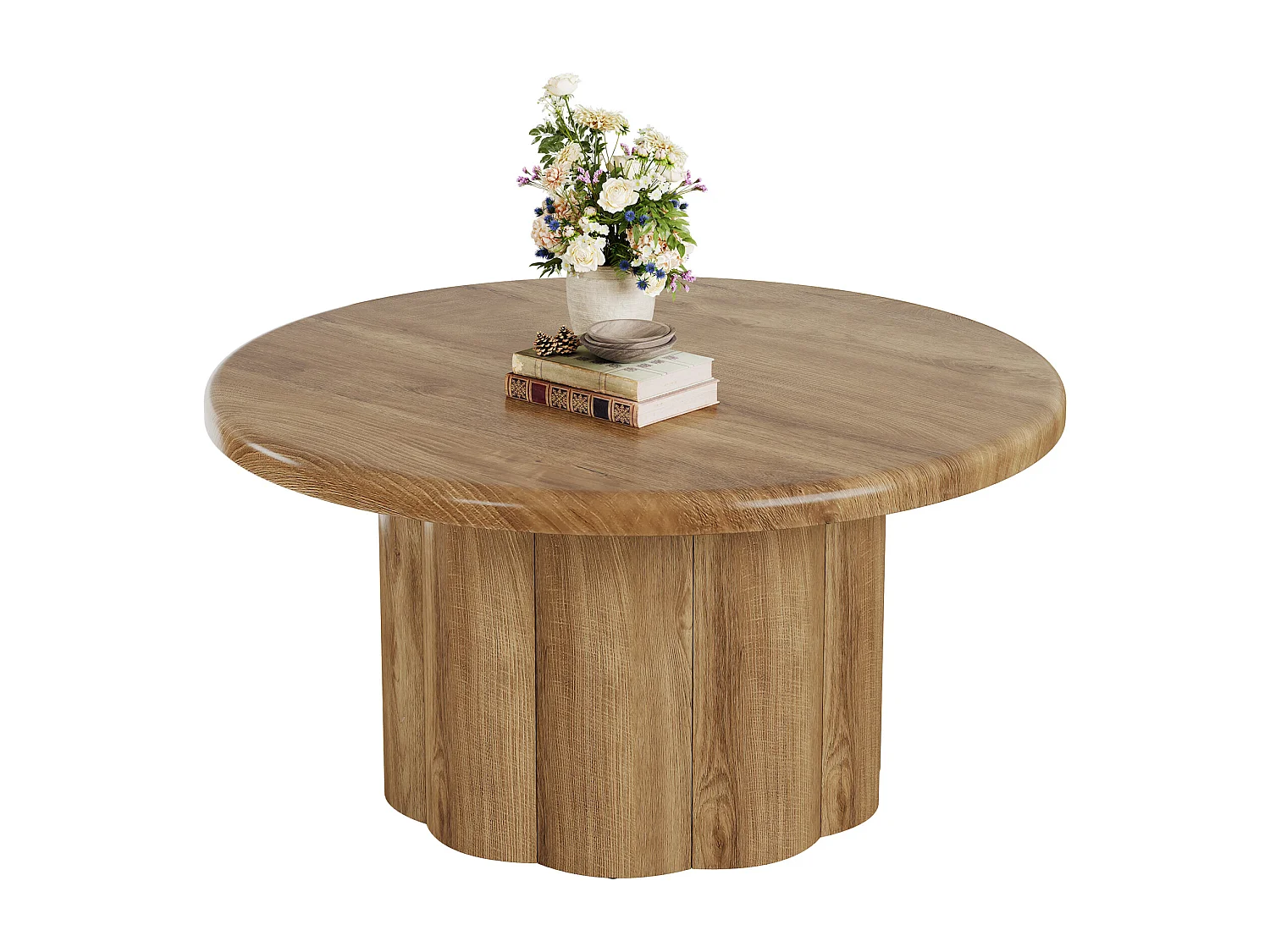 Table basse ronde de 80 cm pour salon, table basse ronde de style campagnard