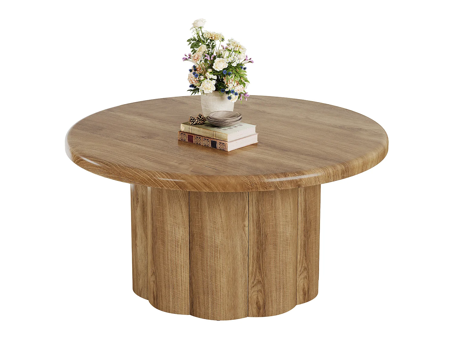Table basse ronde de 80 cm pour salon, table basse ronde de style campagnard