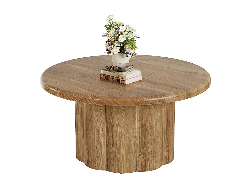 Table basse ronde de 80 cm pour salon, table basse ronde de style campagnard