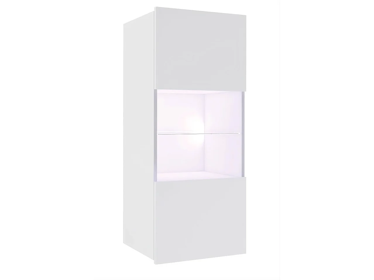 Hängevitrine Montreal 45 cm - Weiß Hochglanz - LED Blau
