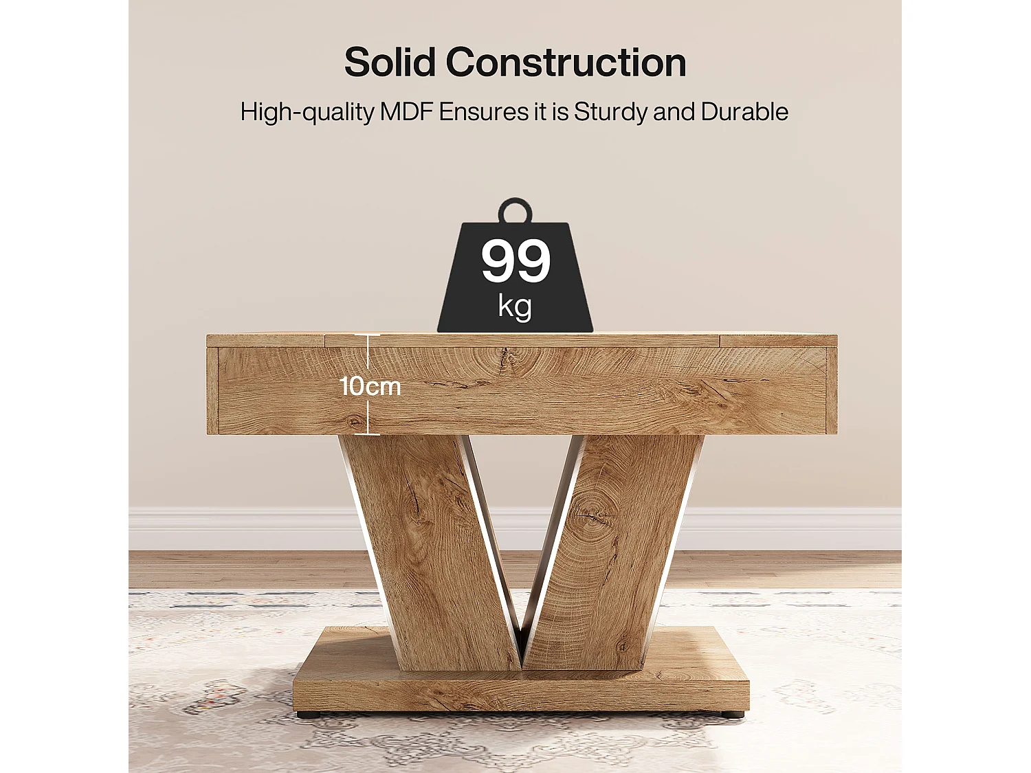 Table basse carrée de 80 cm pour salon