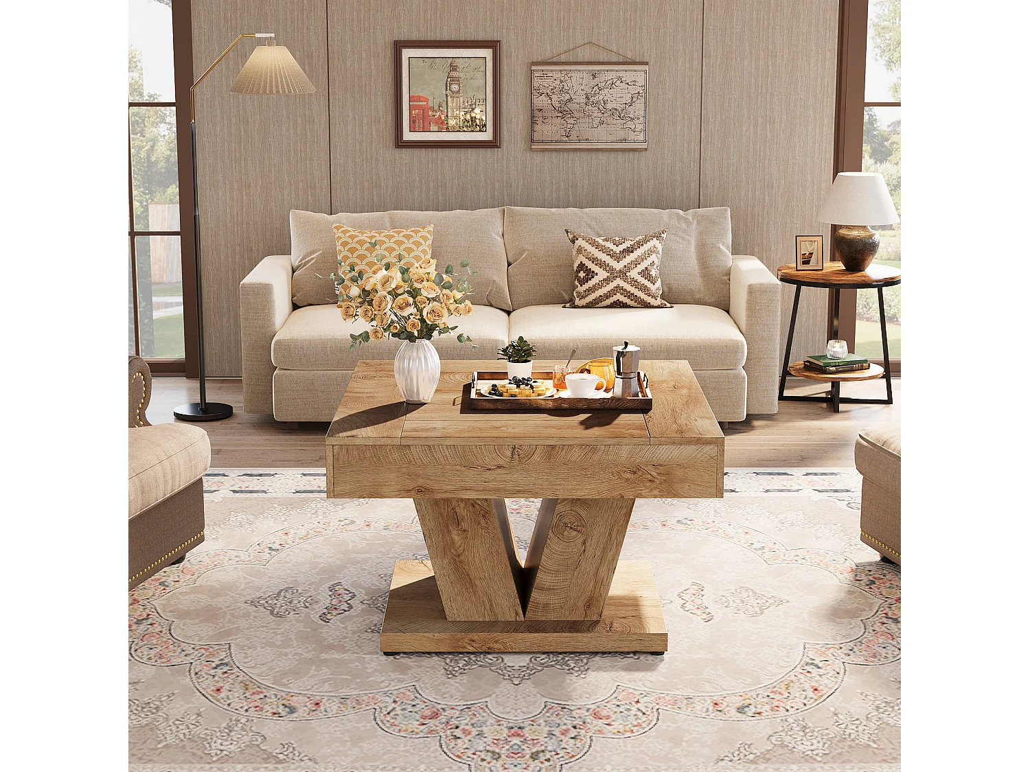 Table basse carrée de 80 cm pour salon