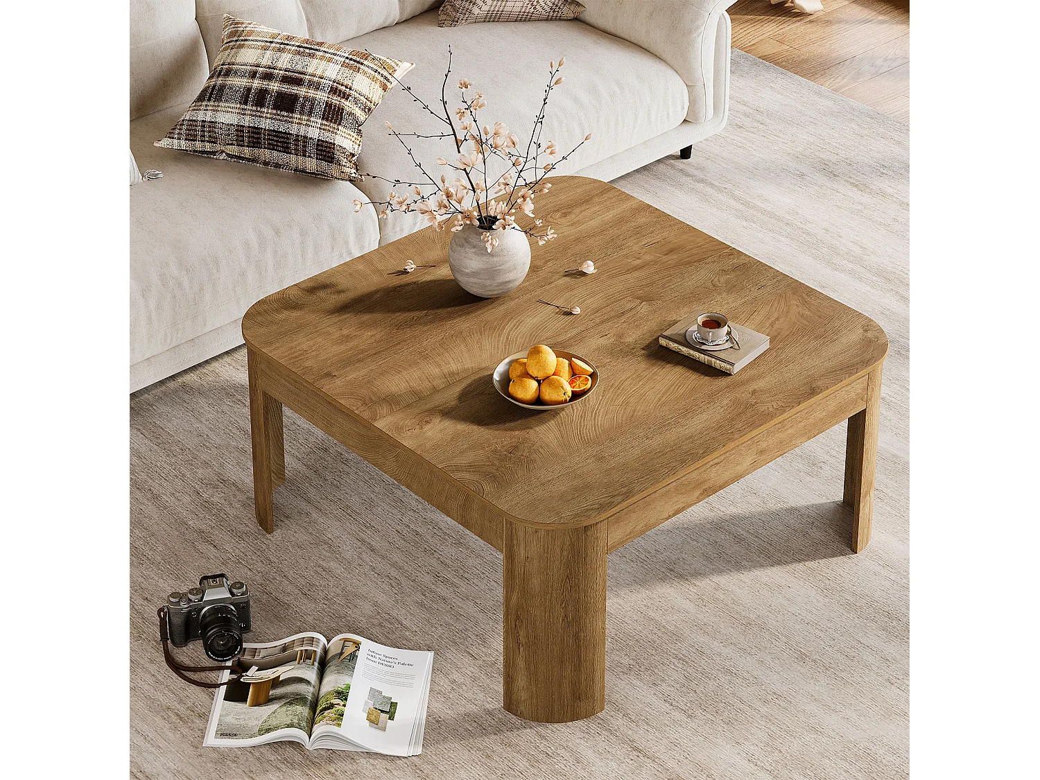 Table basse carrée, table centrale simple de 100 cm pour salon