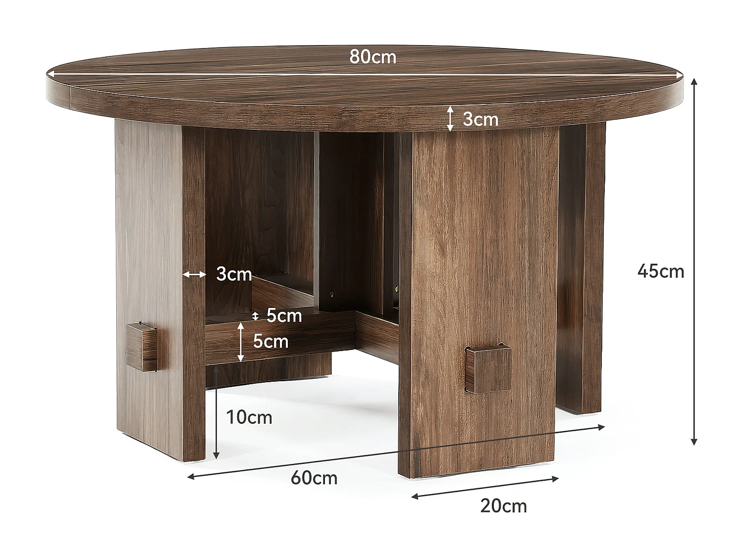 Table basse ronde avec pied central, petite table ronde de 80 cm