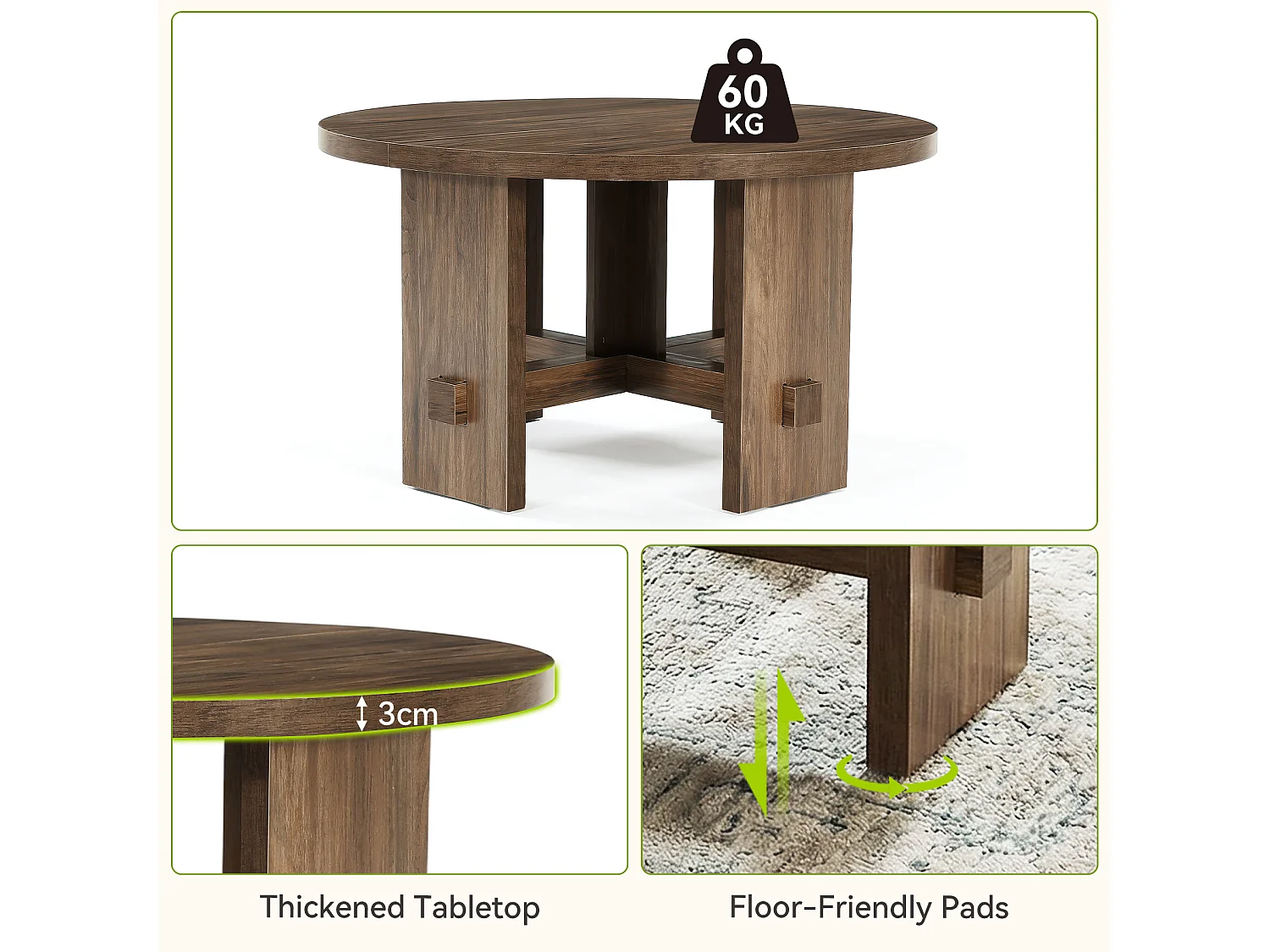 Table basse ronde avec pied central, petite table ronde de 80 cm