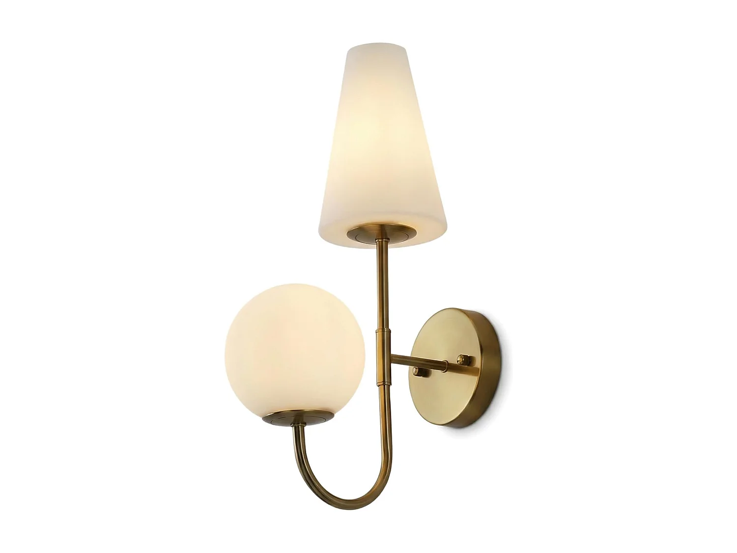 Applique murale d'intérieur, lampe murale dorée avec abat-jour en verre dépoli, applique murale vintage pour chambre à coucher, couloir, ampoules E14x2 incluses
