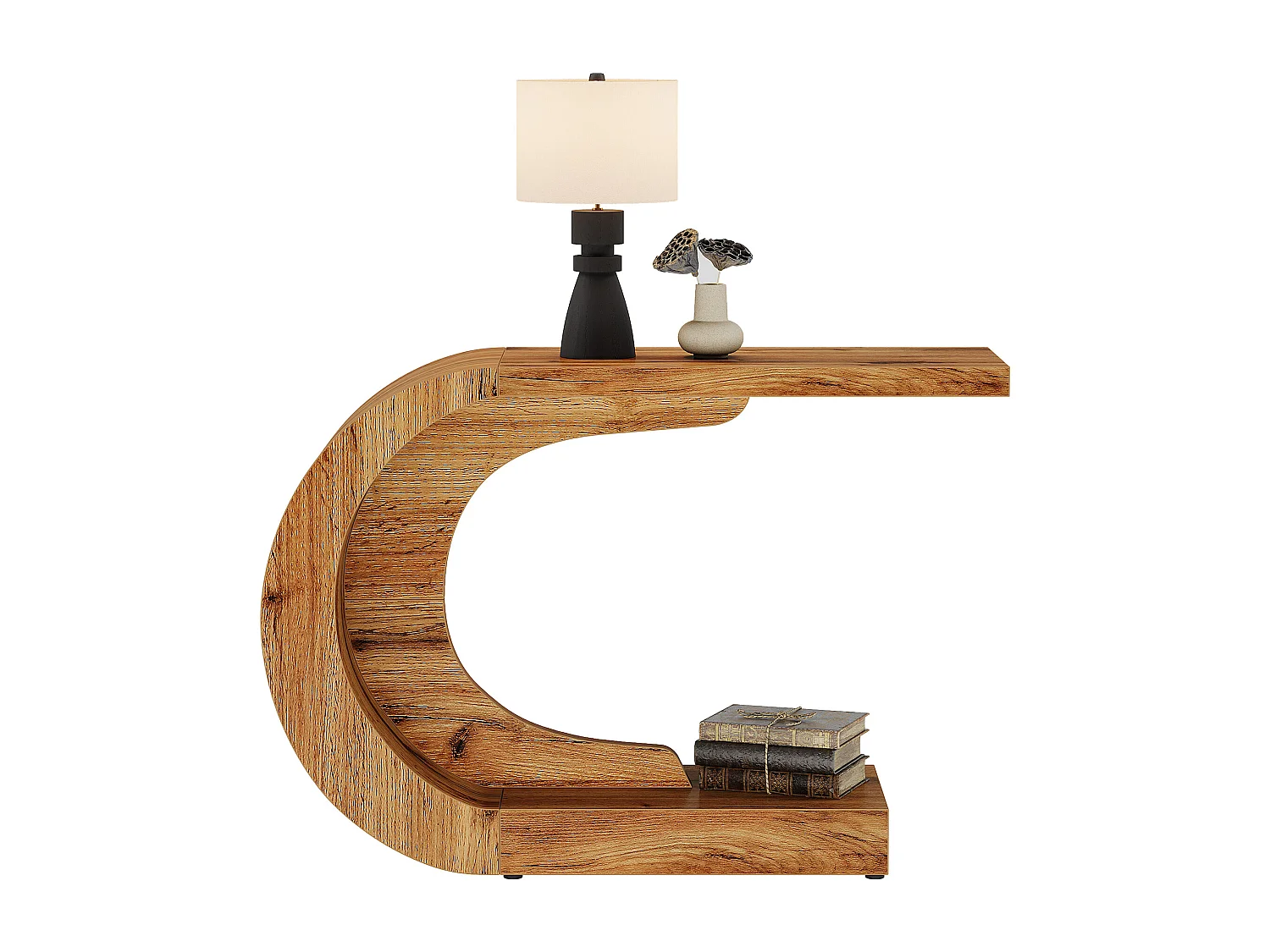 Console de style campagnard pour entrée, table d'appoint rustique unique en forme de C à placer derrière le canapé