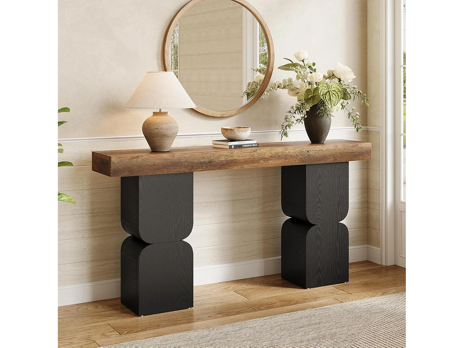 Mesa de Console de 160cm, Visual de Alta Resistência, Mesa para Atrás de Sofá
