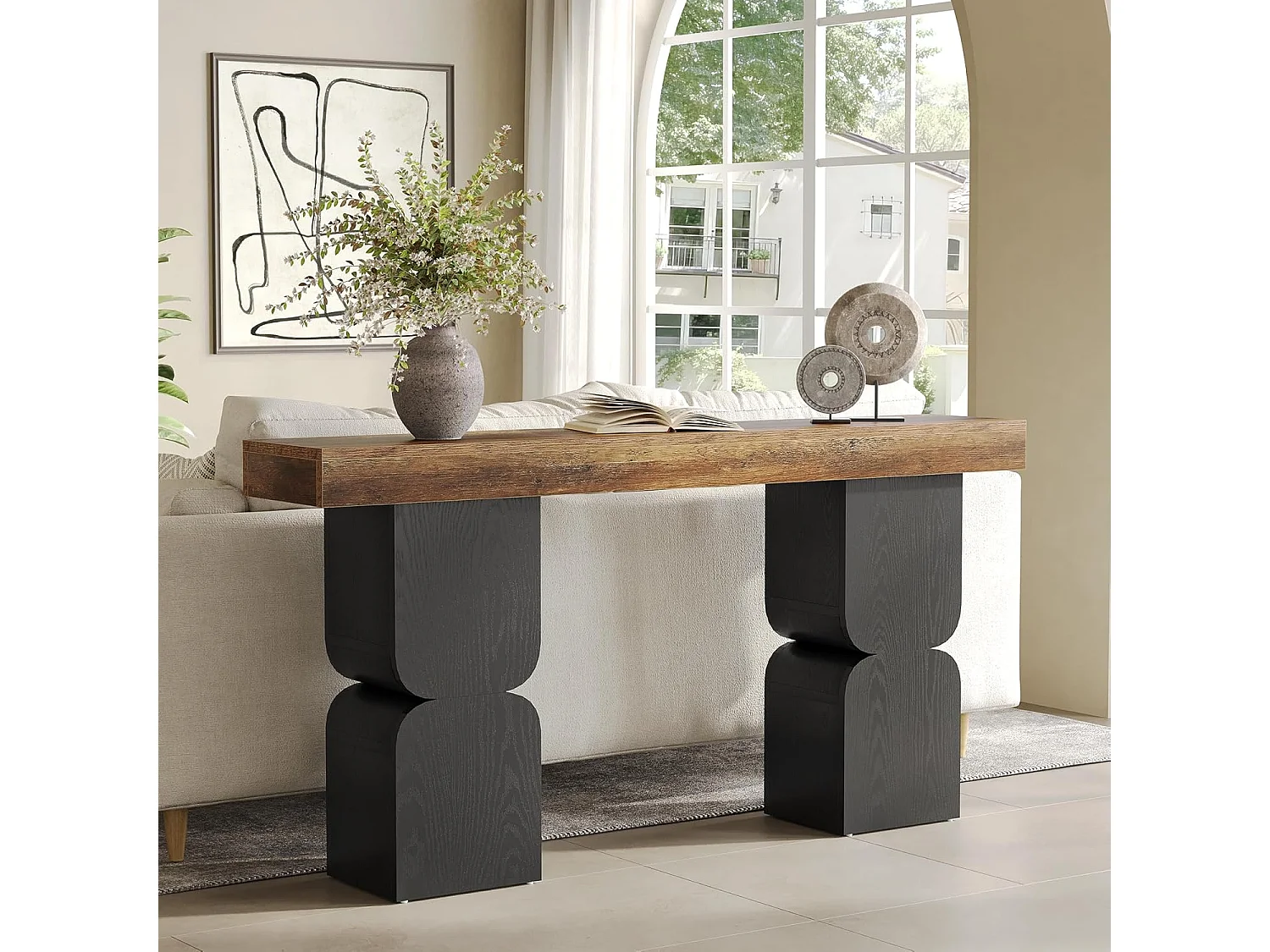 Mesa de Console de 160cm, Visual de Alta Resistência, Mesa para Atrás de Sofá