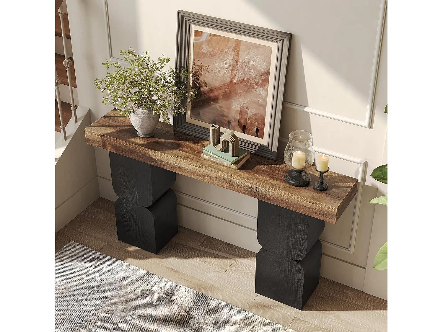 Mesa de Console de 160cm, Visual de Alta Resistência, Mesa para Atrás de Sofá