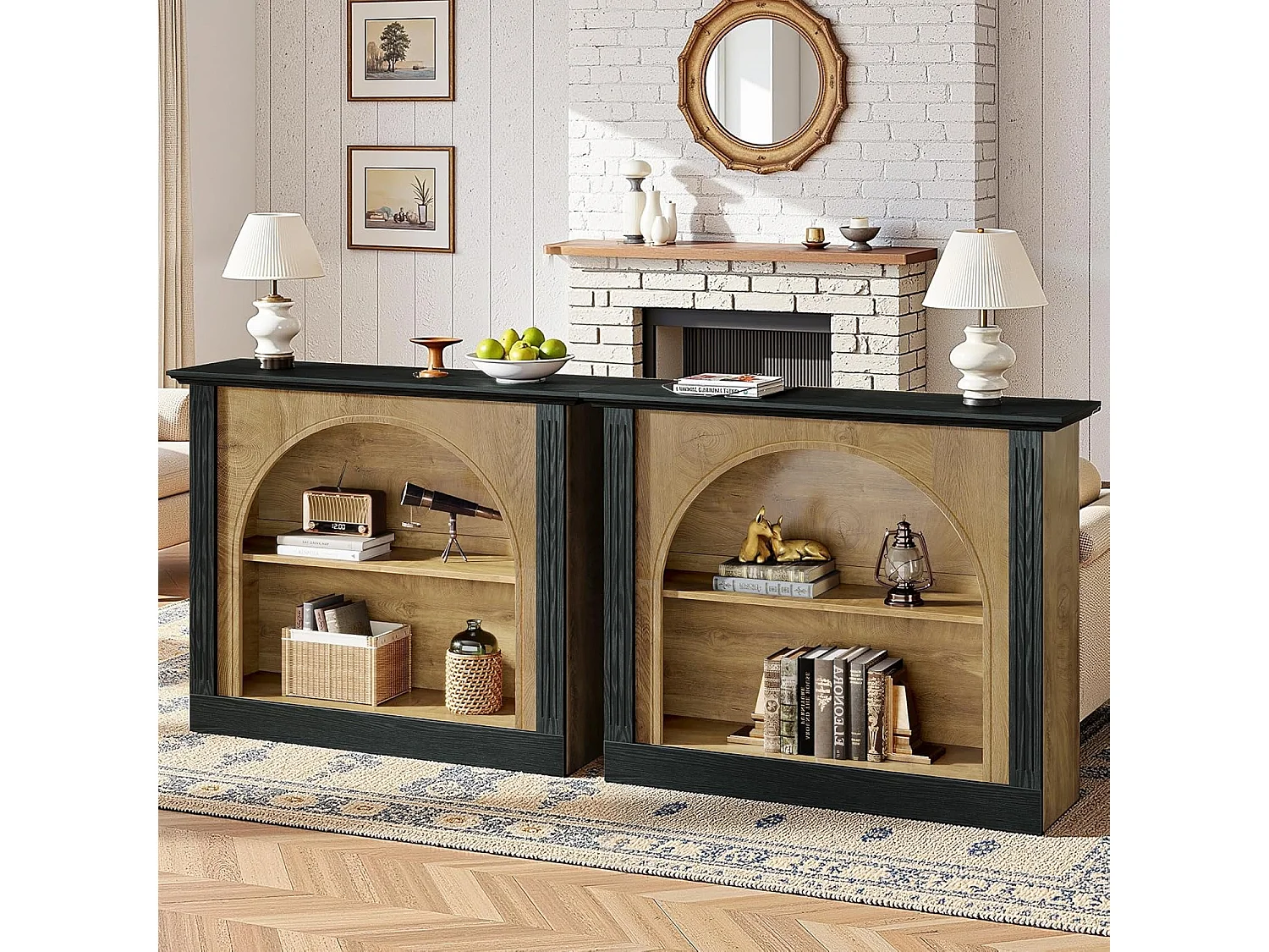 Mesa de consola de 3 niveles, mesa de entrada de 110 cm con almacenamiento para vestíbulo, pasillo