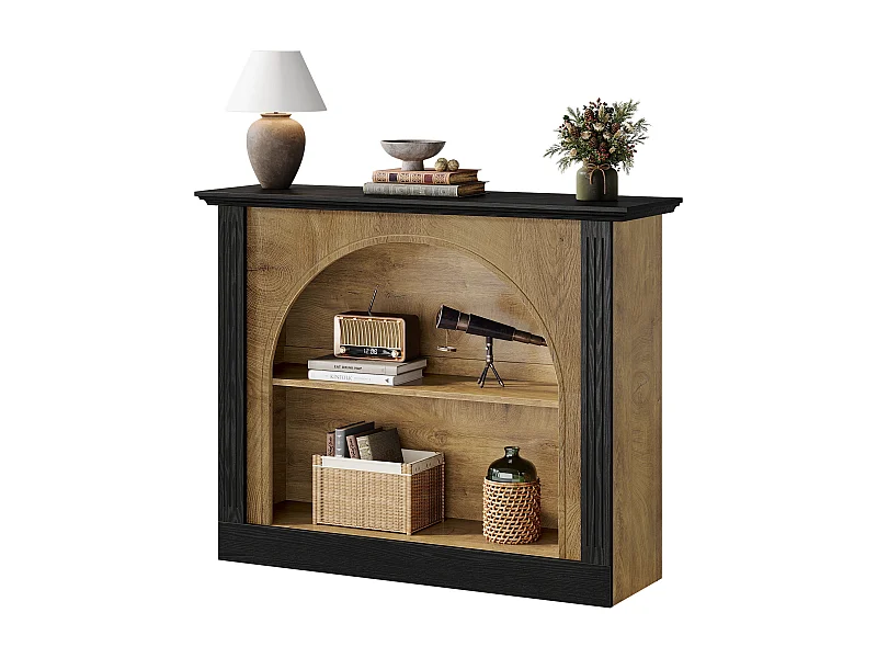 Mesa de consola de 3 niveles, mesa de entrada de 110 cm con almacenamiento para vestíbulo, pasillo