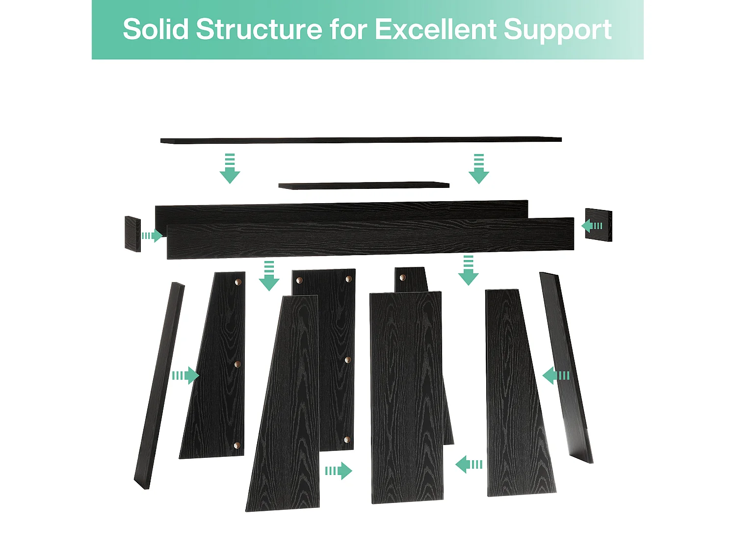 Mesa de Entrada, Mesa de Console Moderna Preta de 160cm com Base Trapezoidal para Sala de Estar