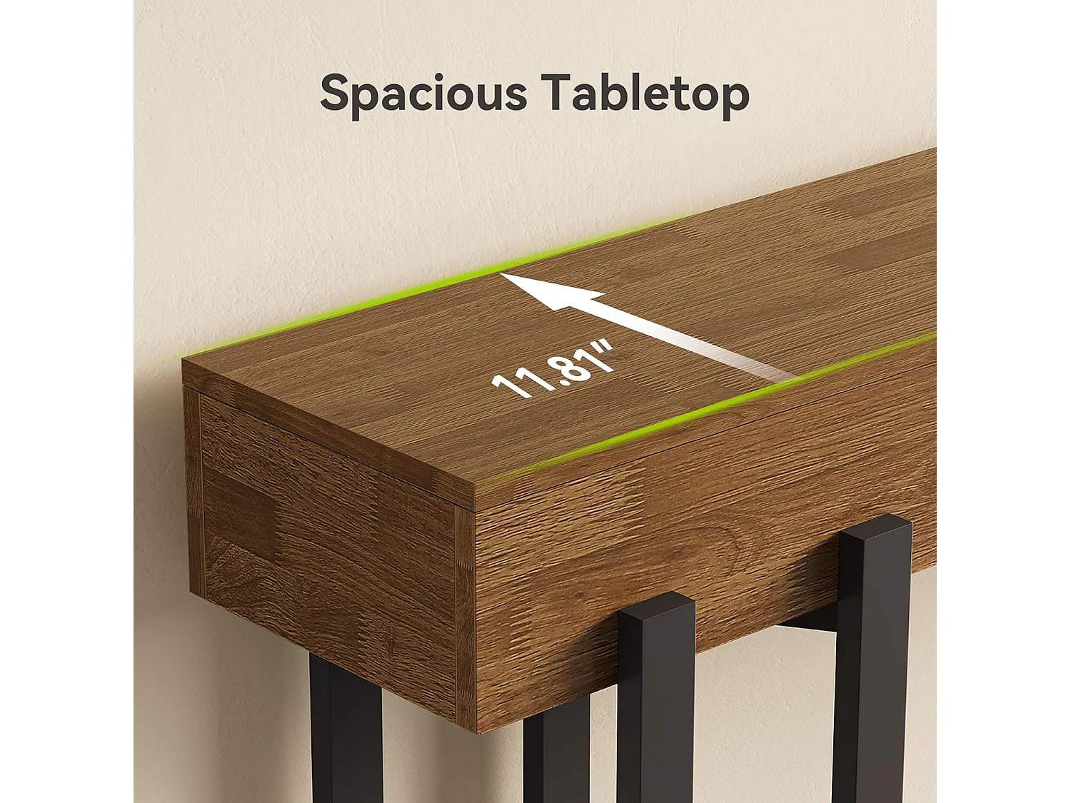 Mesa de Console de 160cm para Entrada, Mesa Rustica para Atrás do Sofá, Mesa Minimalista para Sala de Estar