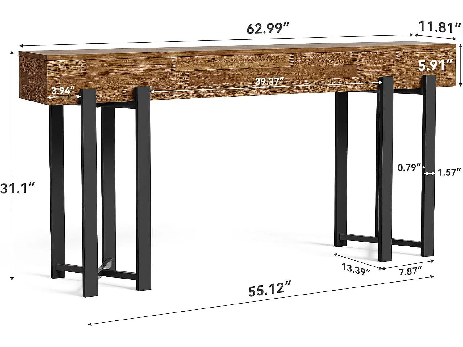 160 cm konsolbord för entrén, lantligt bakom soffbordet, minimalistiskt soffbord för vardagsrummet