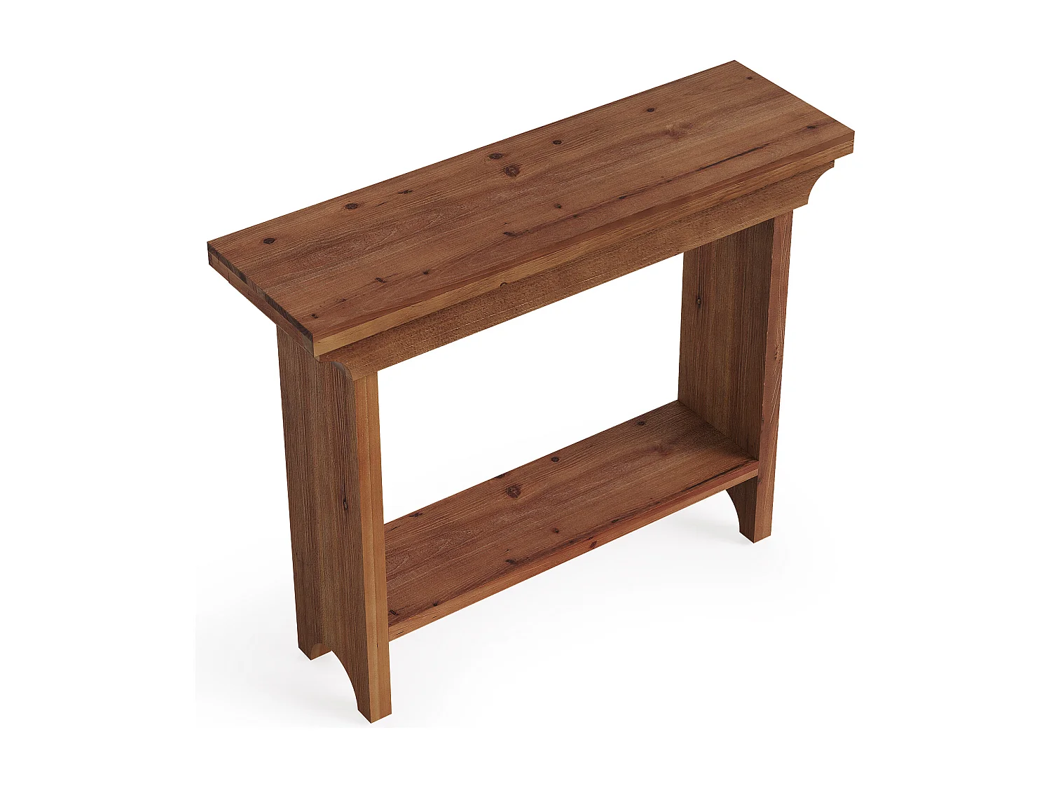 Mesa de Consola de Madeira Sólida Rústica de 100cm Atrás do Sofá com Prateleira Inferior