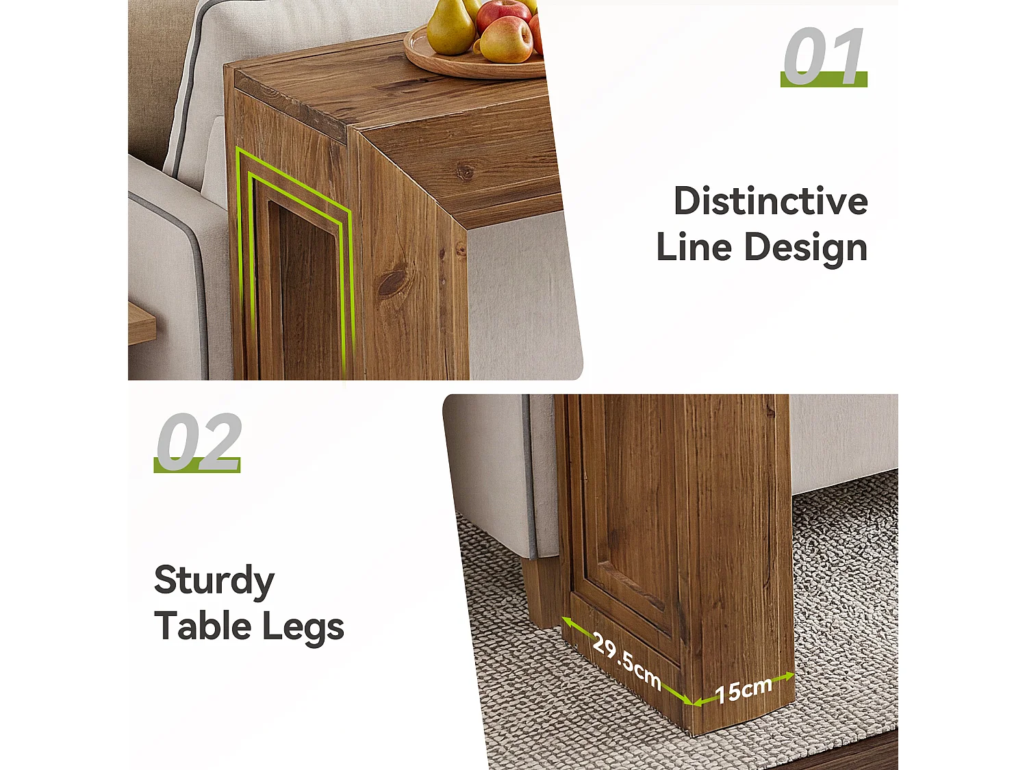 Mesa de Apoio de Madeira Sólida de 160 cm, Mesa de Entrada Estreita para Entrada