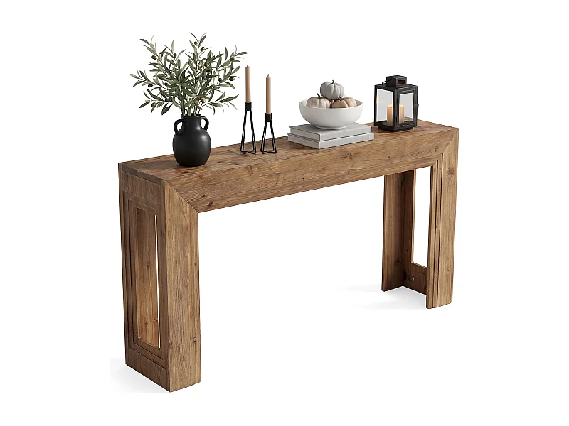 Mesa de Apoio de Madeira Sólida de 160 cm, Mesa de Entrada Estreita para Entrada