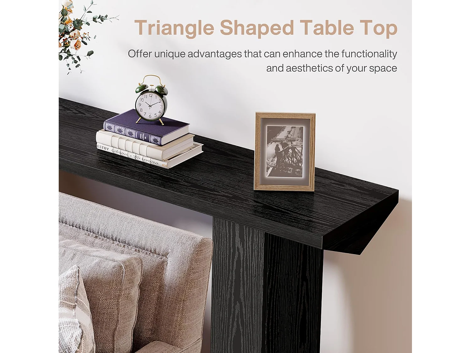 Mesa de consola para entrada, mesa de sofá larga y estrecha negra de 160 cm