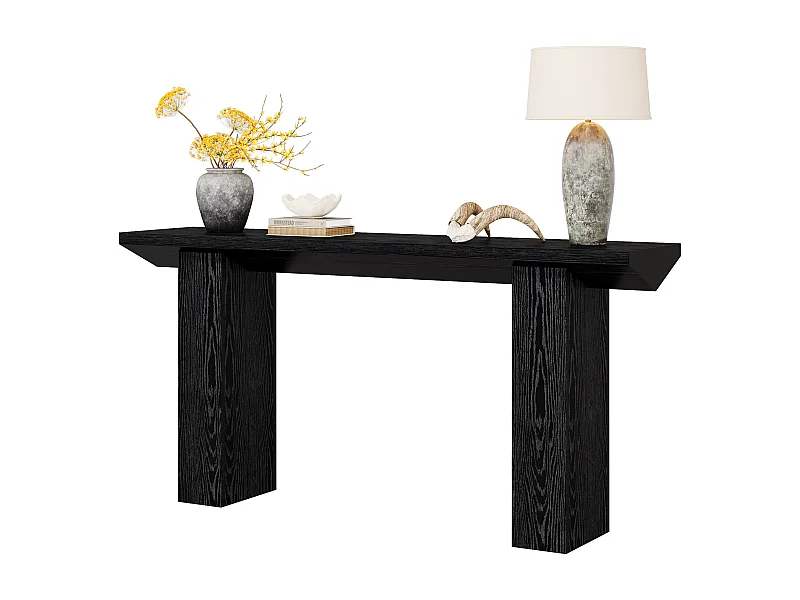 Mesa de consola para entrada, mesa de sofá larga y estrecha negra de 160 cm