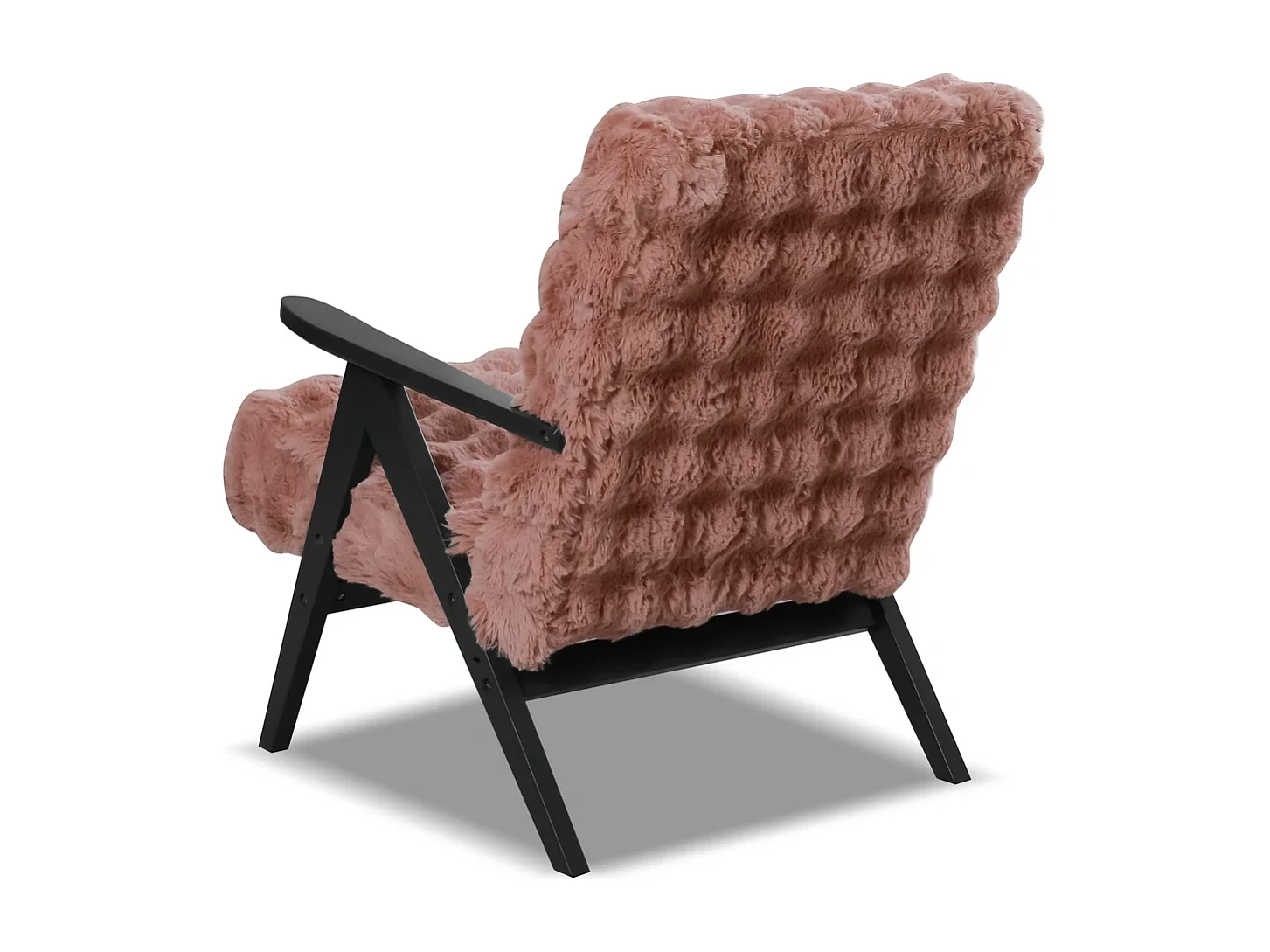 Fauteuil Capri - Tissu Bouclette Rose Sale (Dirty Pink) - Pieds Noirs - Design Moderne