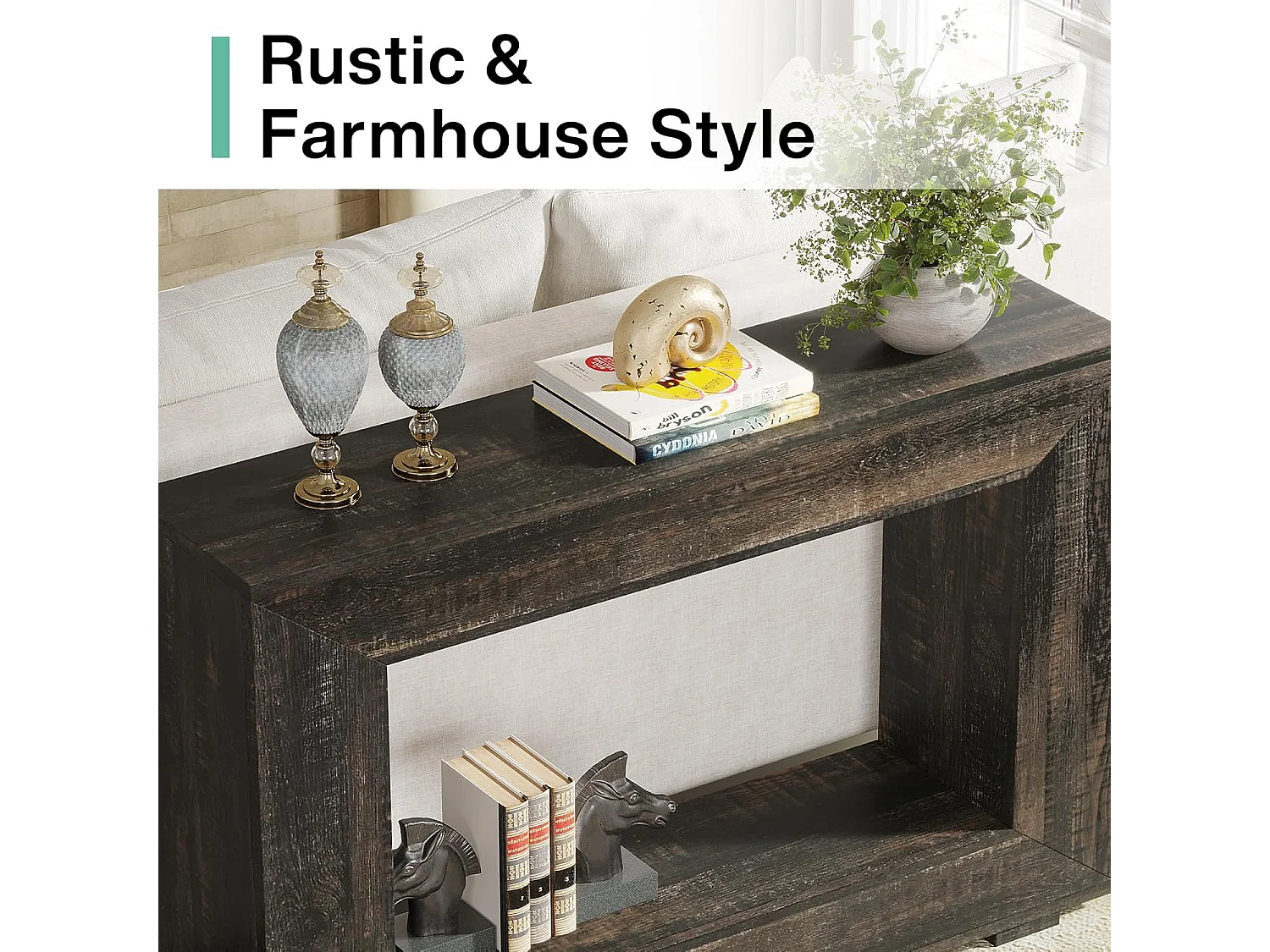 120cm Konsole, Sofa-Tisch mit Stauraum, moderner Eingangstisch für Flur Schwarz