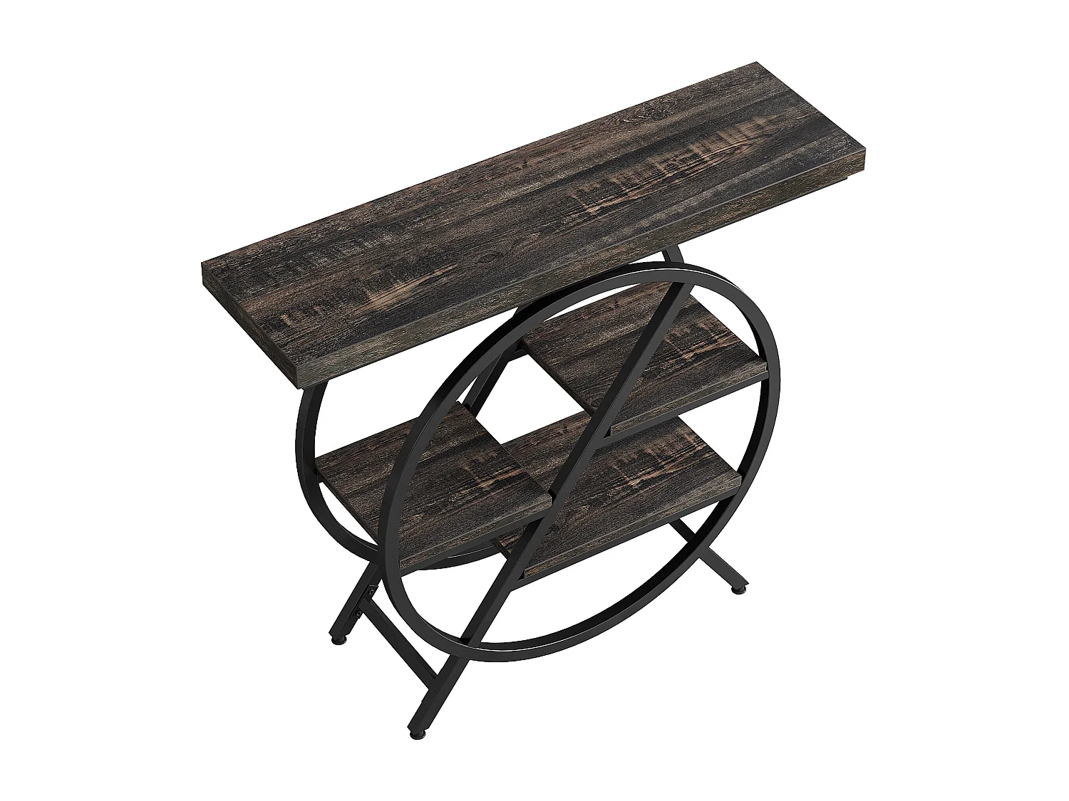 Console à 4 niveaux, table d'entrée de 100 cm avec structure métallique géométrique