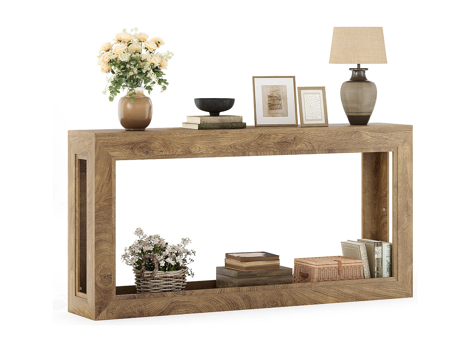 Mesa de Consola Estreita de 160cm, Mesa Longa para Sofá Atrás do Sofá, Mesa Moderna de Entrada