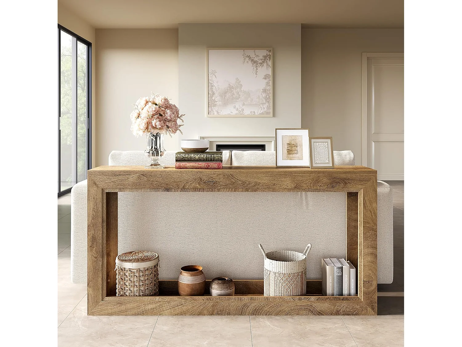 Mesa de Consola Estreita de 160cm, Mesa Longa para Sofá Atrás do Sofá, Mesa Moderna de Entrada