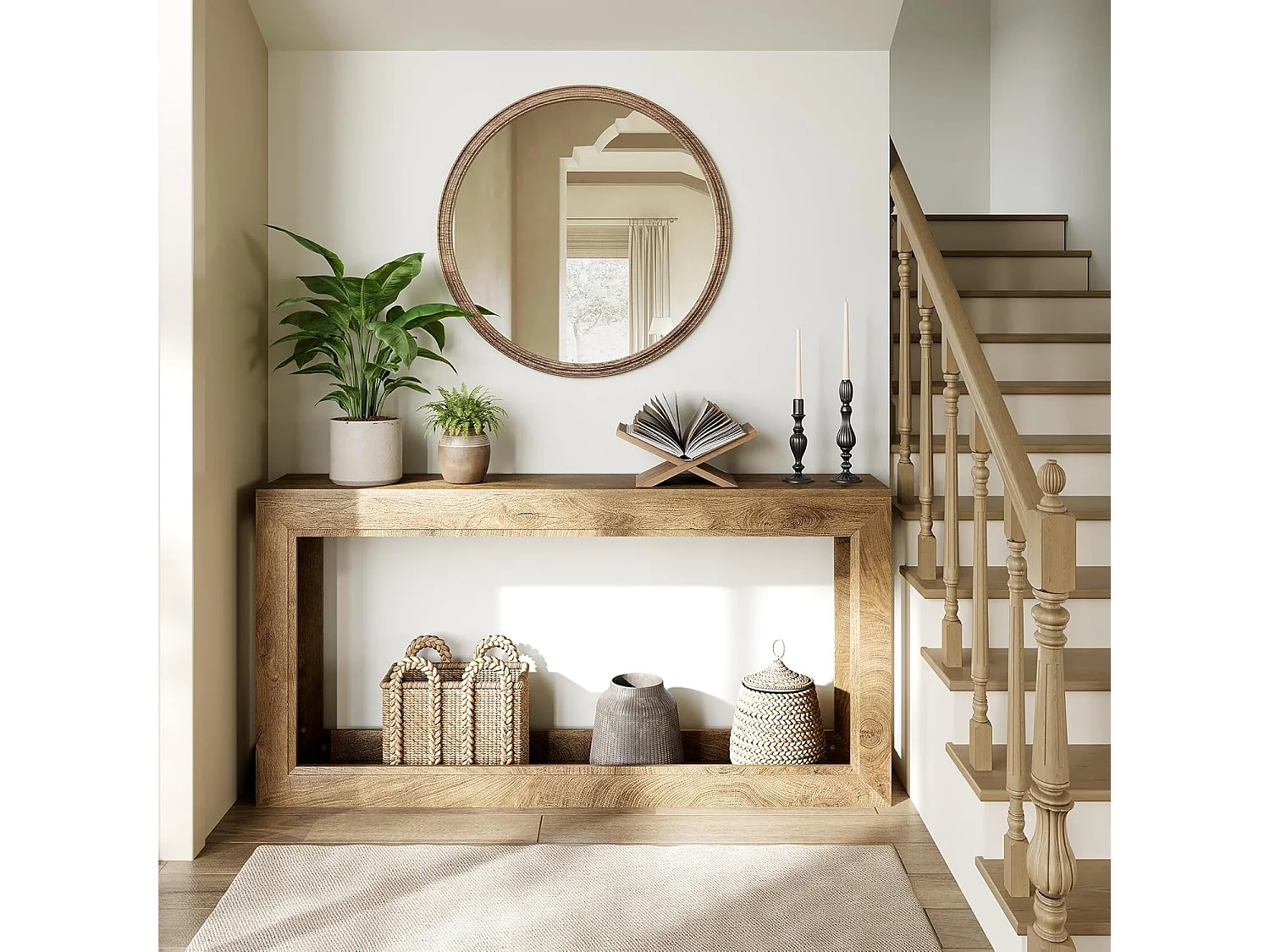 Mesa de Consola Estreita de 160cm, Mesa Longa para Sofá Atrás do Sofá, Mesa Moderna de Entrada