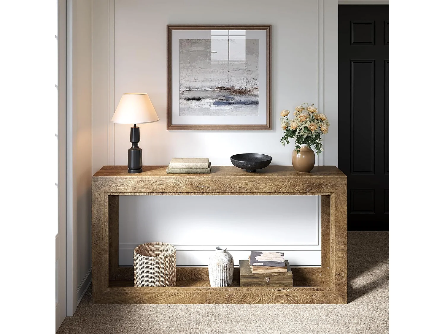 Mesa de Consola Estreita de 160cm, Mesa Longa para Sofá Atrás do Sofá, Mesa Moderna de Entrada