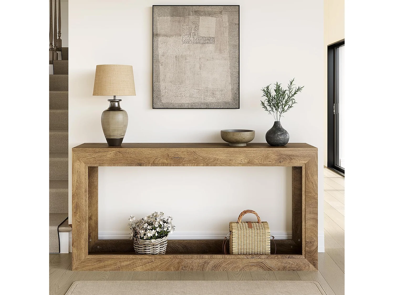 Mesa de Consola Estreita de 160cm, Mesa Longa para Sofá Atrás do Sofá, Mesa Moderna de Entrada