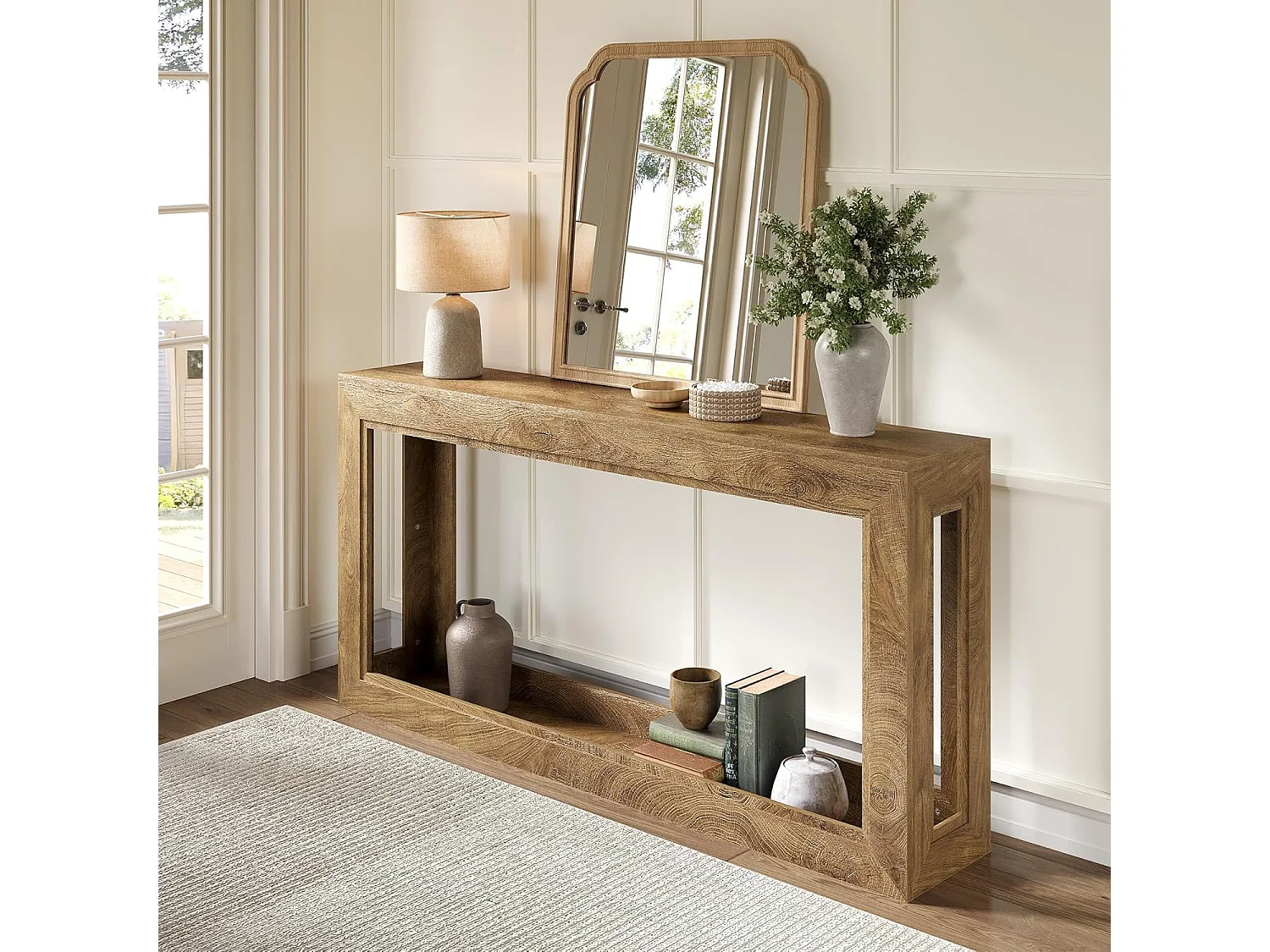 Mesa de Consola Estreita de 160cm, Mesa Longa para Sofá Atrás do Sofá, Mesa Moderna de Entrada