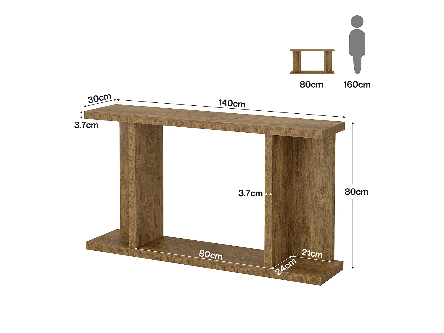 140 cm Konsole, 2-ebene Landhaus-Eingangssofa-Tafel hinter der Couch