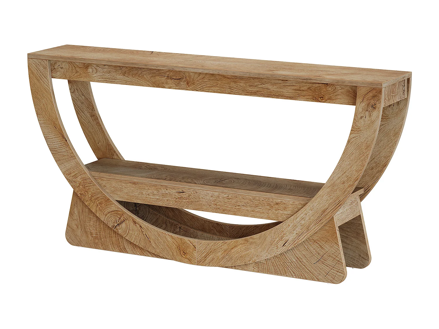 Console de 160 cm de long, table d'entrée de style campagnard avec 2 étagères de rangement