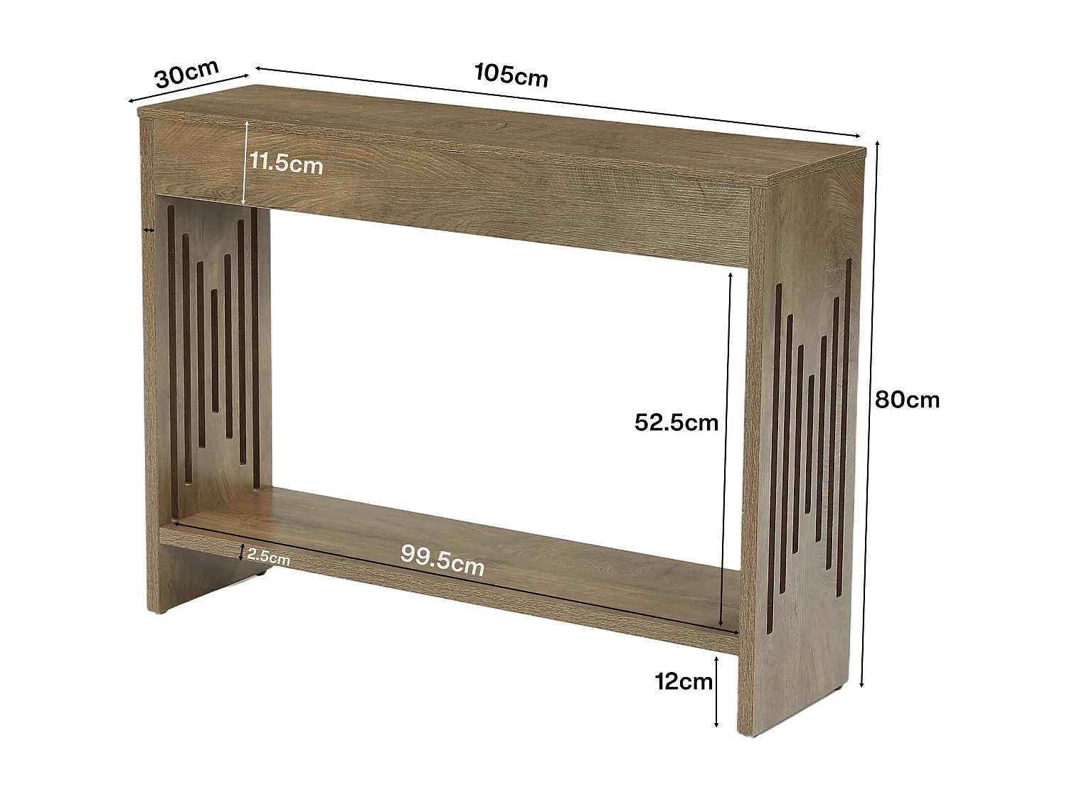 Mesa de Console Tribesigns para Atrás do Sofá 105cm, Mesa Pequena Rustica de 2 Andares com Prateleiras de Armazenamento