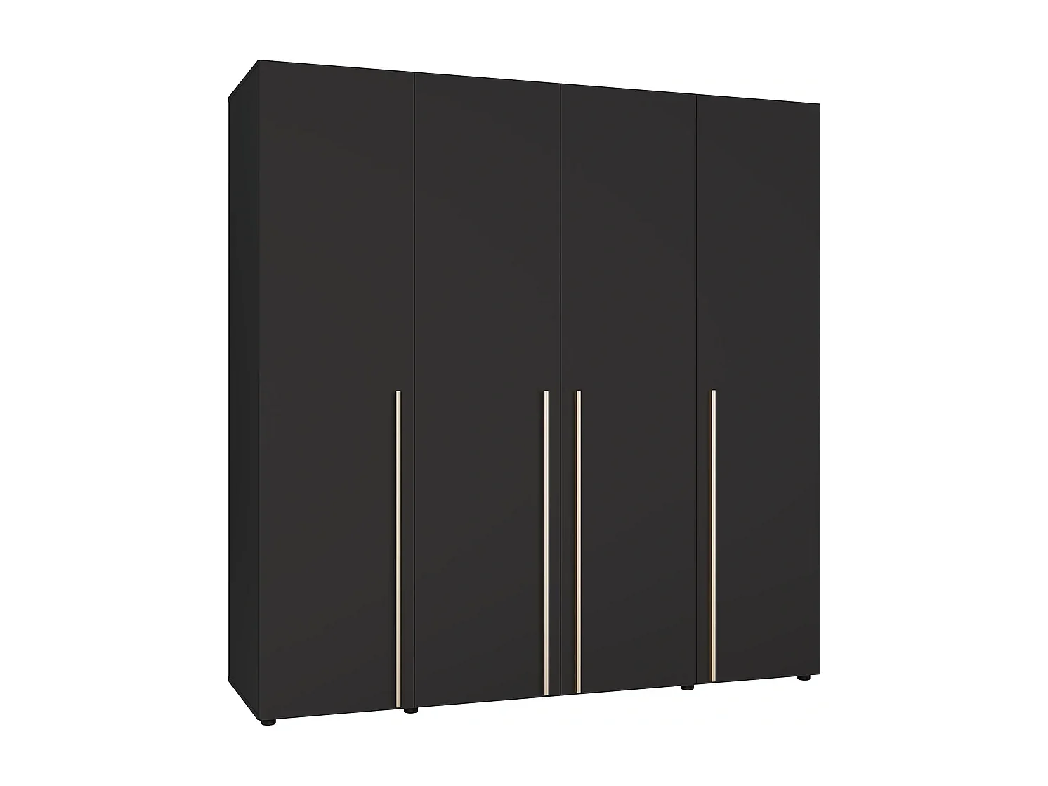 Kleiderschrank Arni 200 cm - 4 Drehtüren Schwarz Matt - 11 Einlegeböden