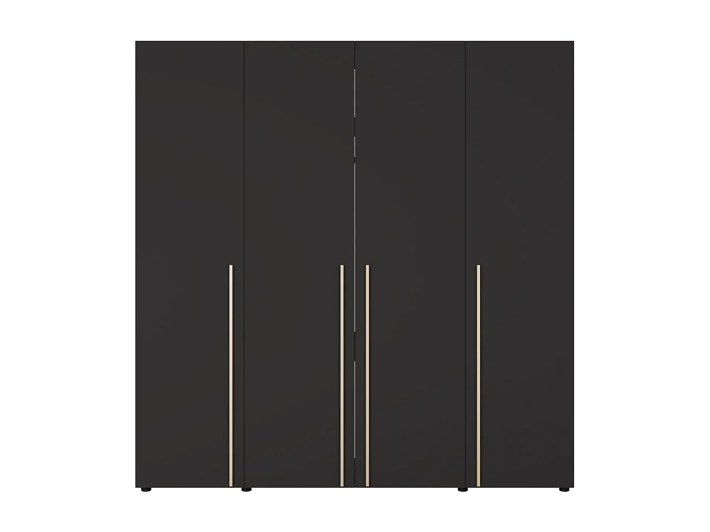 Kleiderschrank Arni 200 cm - 4 Drehtüren Schwarz Matt - 11 Einlegeböden