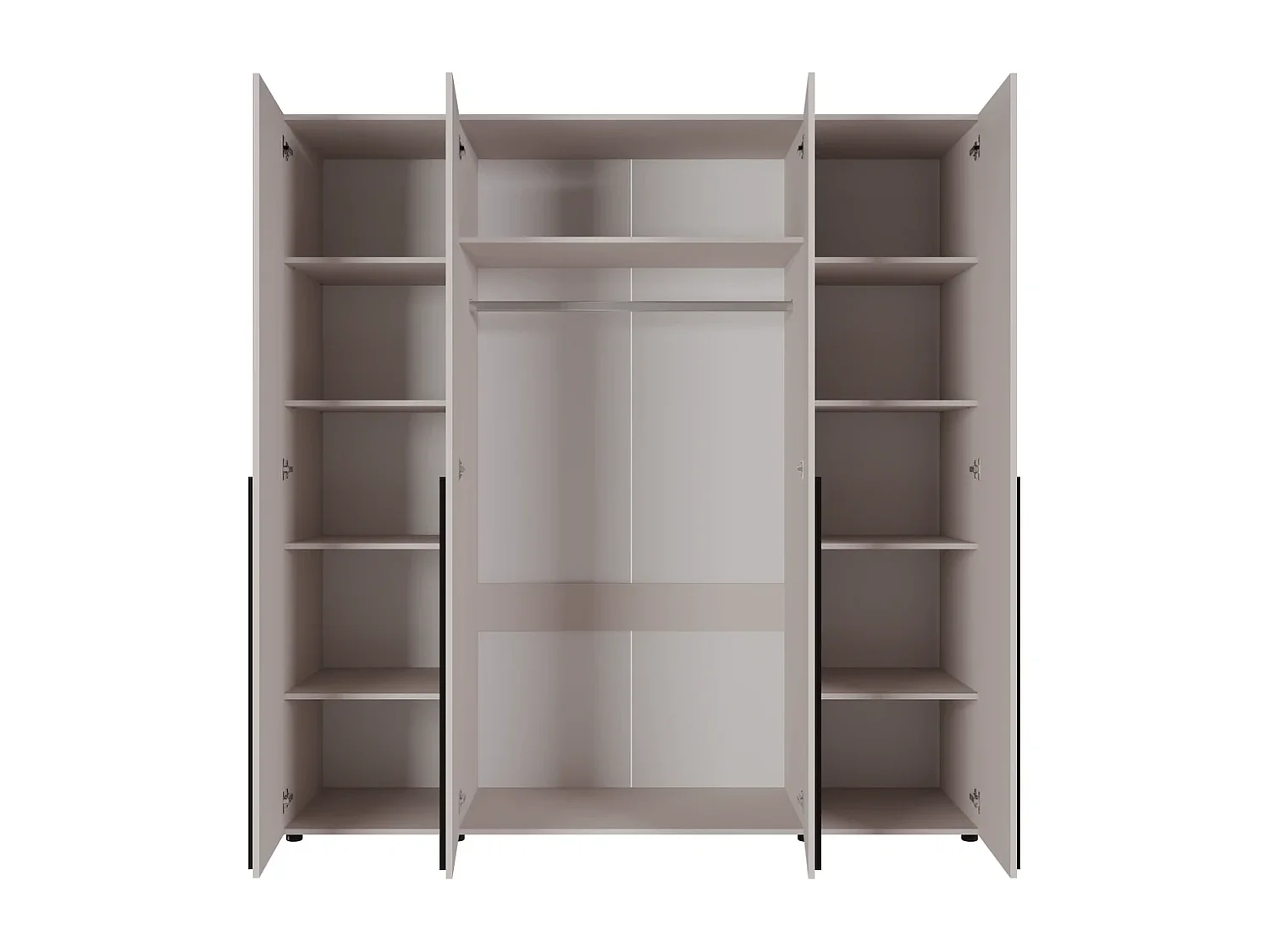 Kleiderschrank Arni 200 cm - 4 Drehtüren Kaschmir - 11 Einlegeböden