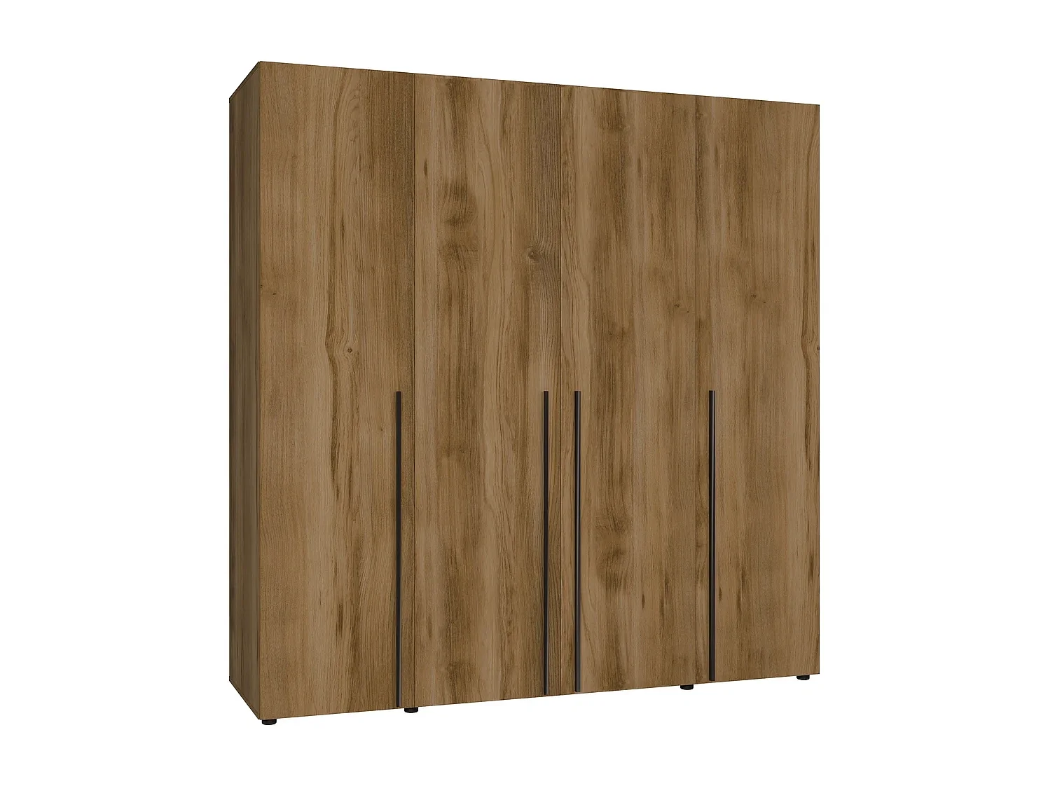 Kleiderschrank Arni 200 cm - 4 Drehtüren Eiche Gold Barock - 11 Einlegeböden