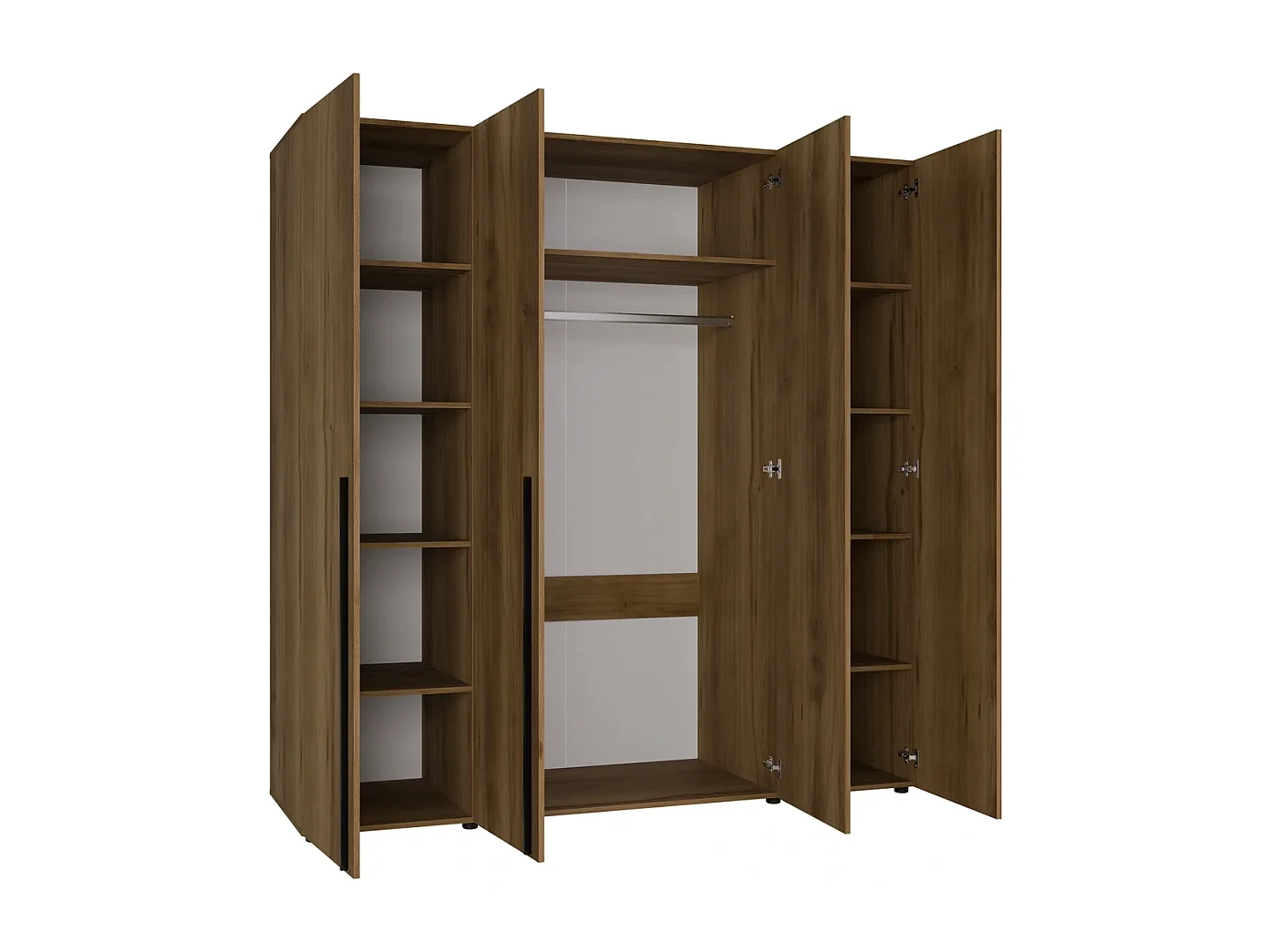 Kleiderschrank Arni 200 cm - 4 Drehtüren Eiche Gold Barock - 11 Einlegeböden