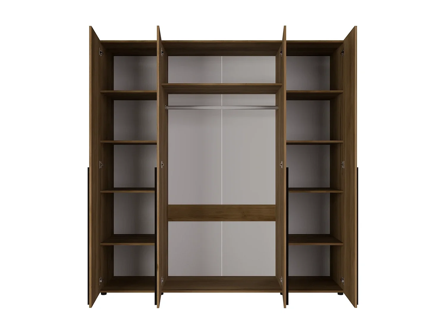 Kleiderschrank Arni 200 cm - 4 Drehtüren Eiche Gold Barock - 11 Einlegeböden