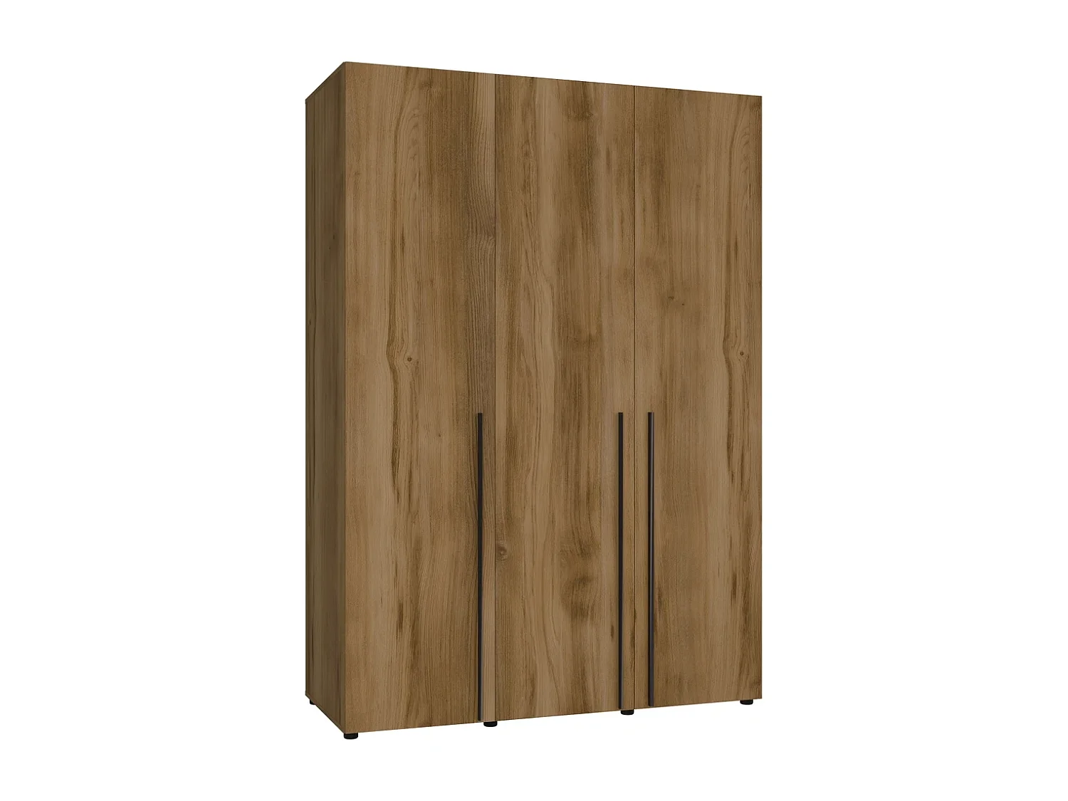 Kleiderschrank Arni 150 cm - 3 Drehtüren Eiche Gold Barock - Kleiderstange und Einlegeböden
