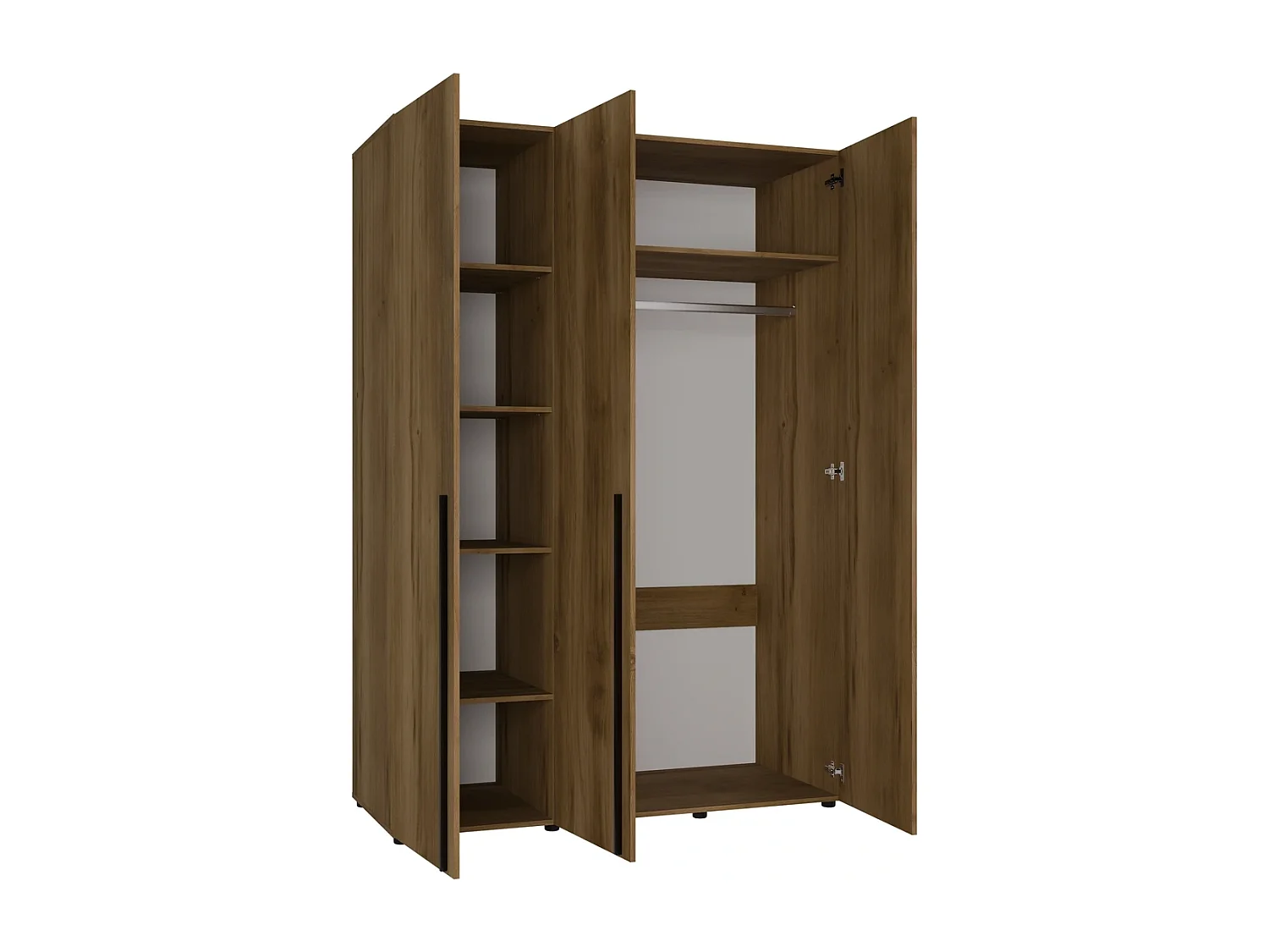 Kleiderschrank Arni 150 cm - 3 Drehtüren Eiche Gold Barock - Kleiderstange und Einlegeböden